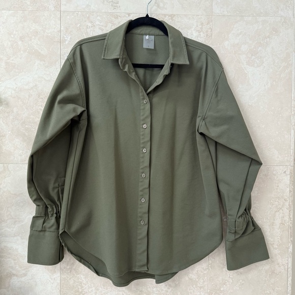 Tops - CALIA Olive Green Button Down Blouse Size Small Long Sleeve